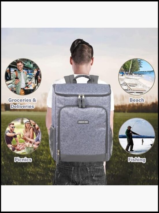 Insulated Cooler Backpack Leak Proof Travel Bag for Camping Beach Groceries main image 4